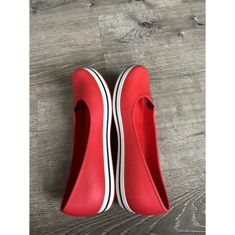 CROCS Crocband Womens Size 10 Red White Ballet Flats Slip On Shoes